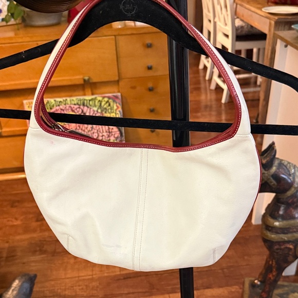 Coach Handbags - White and Burgundy Leather Hobo Shoulder Bag